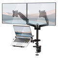 Triple Arm Laptop and Dual Monitor Desk Mount for 17" Notebook and Up to 32" Screens, Adjustable Monitor Arms with Tilt Swivel Rotation, VESA 75x75 100x100, Black