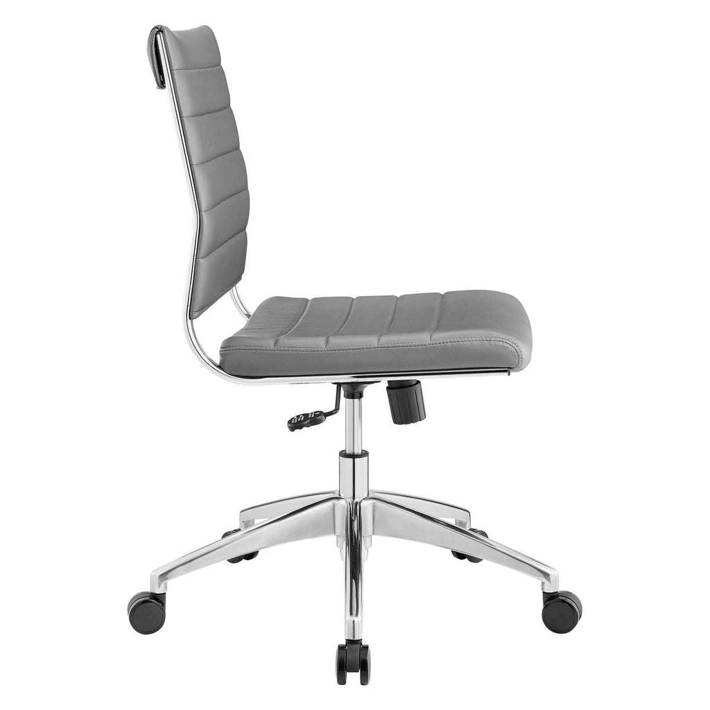 Ribbed Armless Mid Back Swivel Conference Chair In Gray