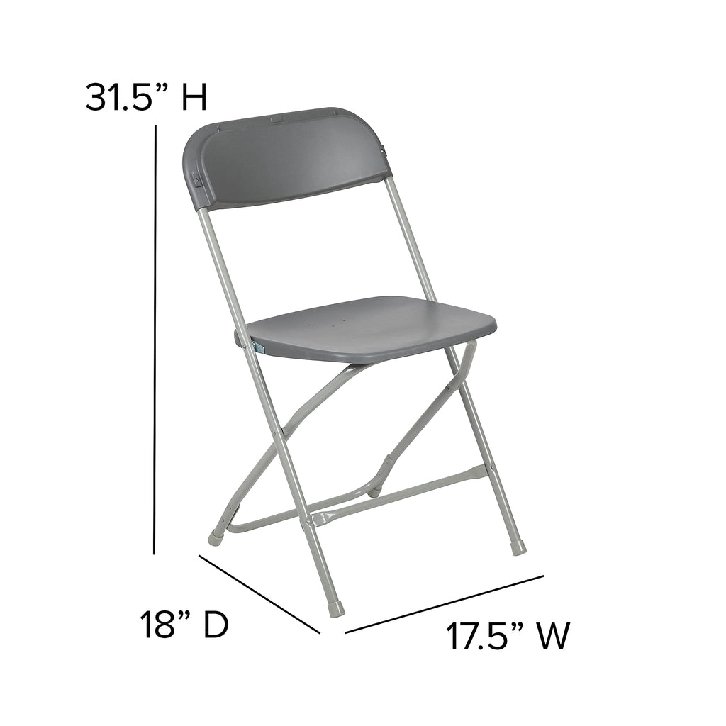 2 Pack , Hercules Series Plastic Folding Chair - Grey - 650LB Weight Capacity Comfortable Event Chair-Lightweight Folding Chair