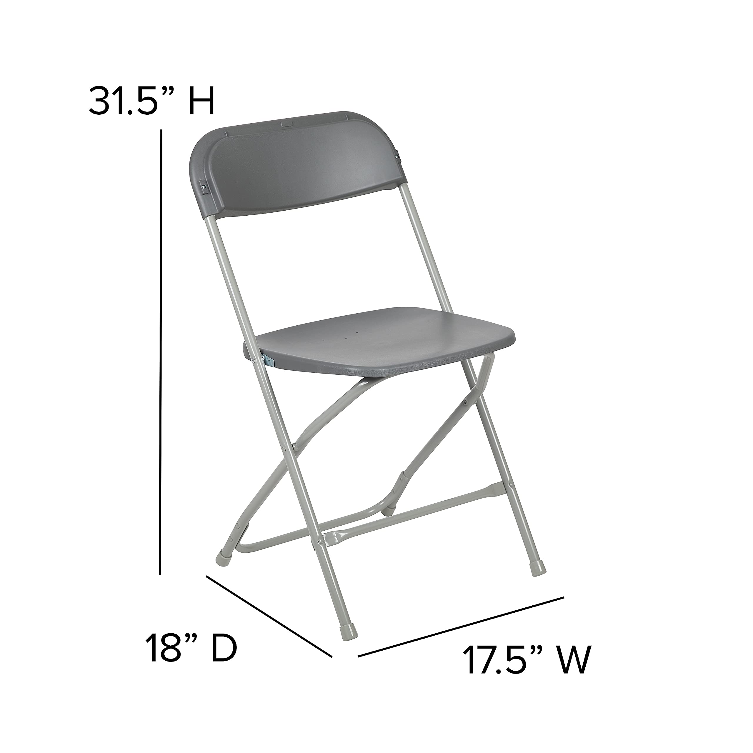 2 Pack , Hercules Series Plastic Folding Chair - Grey - 650LB Weight Capacity Comfortable Event Chair-Lightweight Folding Chair