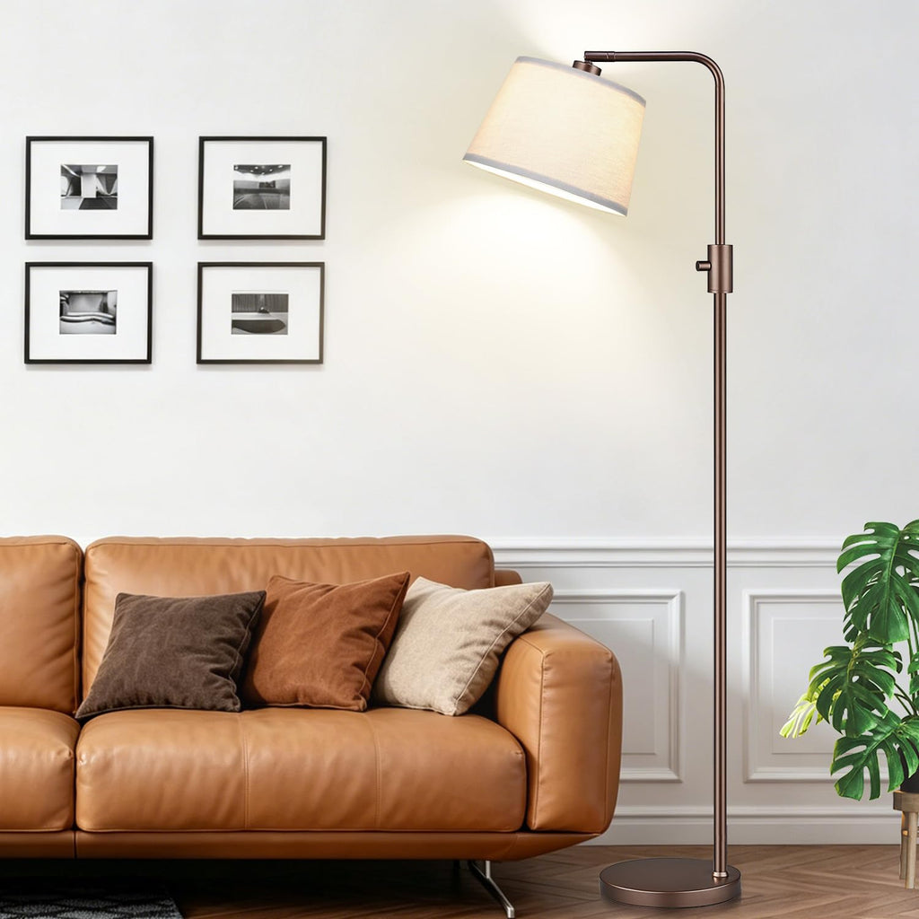 Floor Lamp, 1000 Lumens LED Edison Bulb Included, Modern Arc Standing Tall Brown Floor Lamp for Living Room Bedroom Office Dining Room