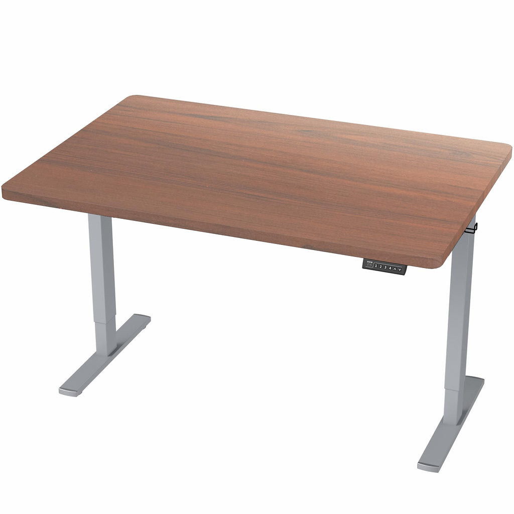 Electric 48 x 30 in Standing Desk, Memory Height Adjustment, 1B Series, Holds 220 lbs, One-Piece Dark Walnut Top, Gray Frame