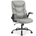 Office Computer Gaming Chair, Ergonomic High Back Heavy Duty Task Desk Chairs with Wheels, Flip-up Arms, Adjustable Height, PU Leather, Grey