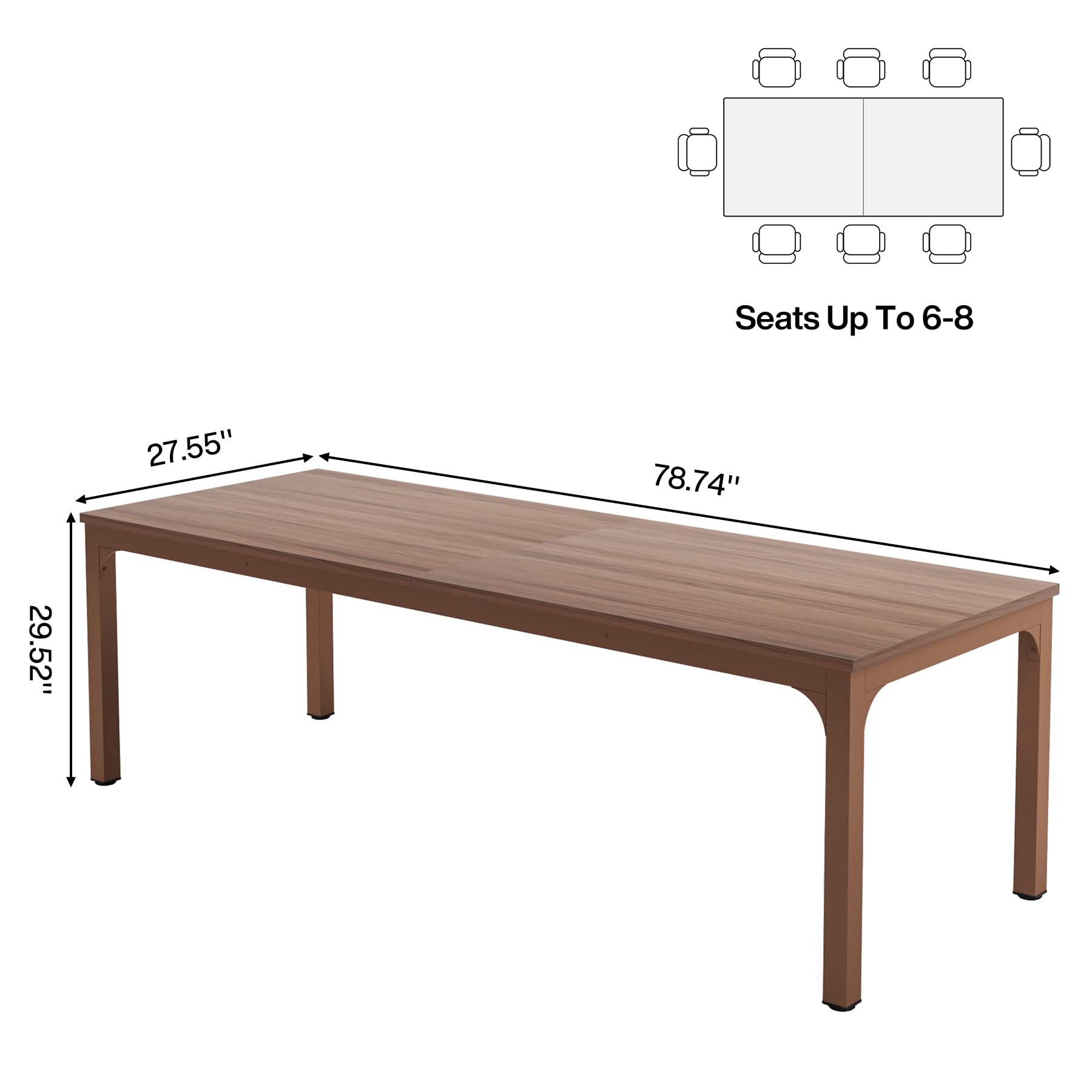 6.5 FT Conference Room Table, 78.74" W x 27.56" D Large Office Conference Table, Modern Seminar Meeting Table Desk for Boardroom, Meeting Room (1, Walnut)