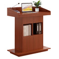 Podium Wooden Podium Floor Standing Podiums Teacher Podium Lectern Lecterns & Podiums Church Podium and Pulpits with Wire Holes and Storage (Dark Walnut, L39.4″×W19.68″×H44″)