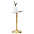 Finnhomy 24'' Round Cocktail Bar Table with Metal Base, Tall Bistro Pub Table, Adjustable 27.9''-35.4'' Counter Bar Height for Kitchen, Dining Room, Living Room, Easy Assembly, Gold