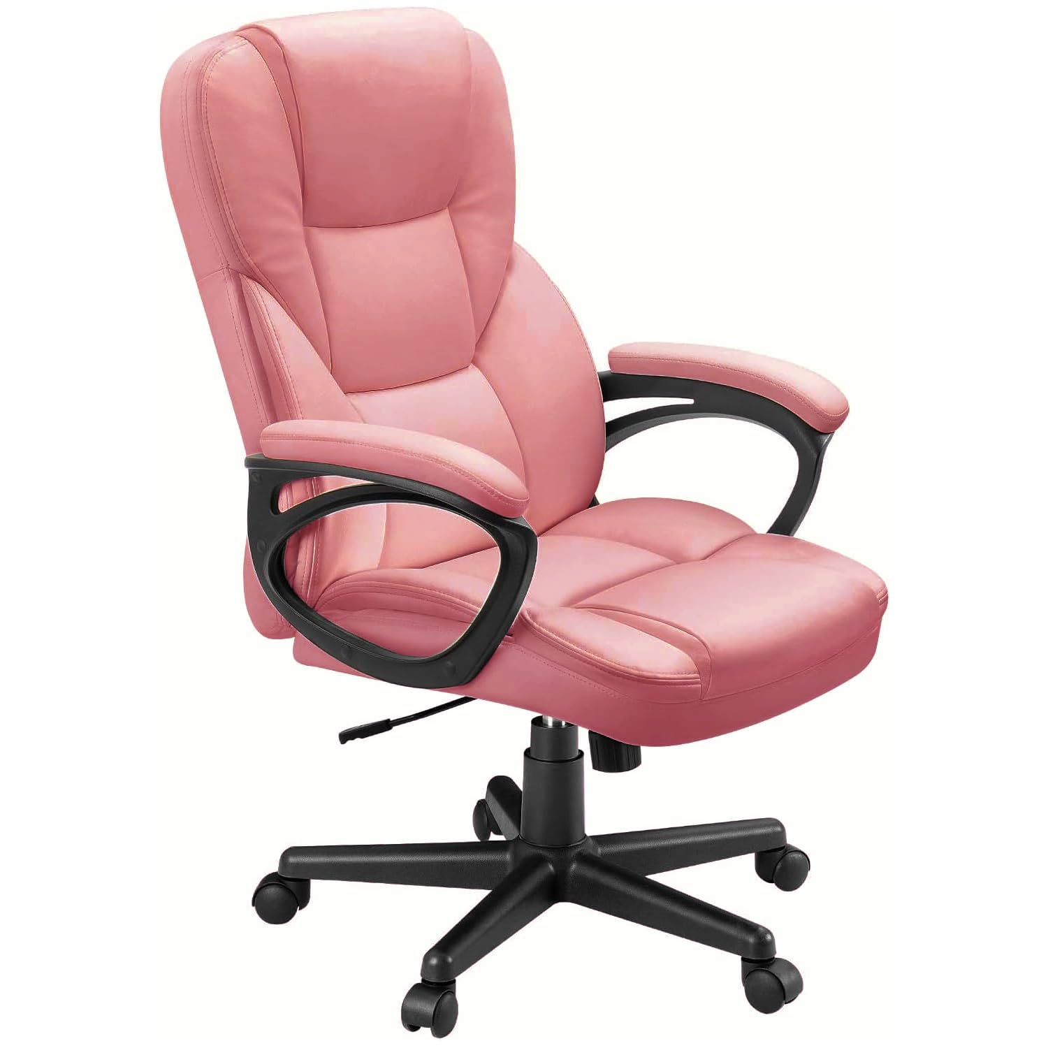 Office Executive Chair High Back Adjustable Managerial Home Desk Chair, Swivel Computer PU Leather Chair with Lumbar Support (1, Pink)