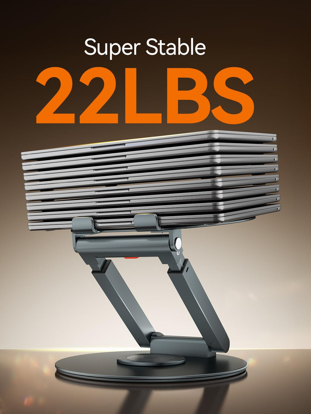 Telescopic Laptop Stand with 360° Rotation, Adjustable Height & Tilt Swivel Laptop Riser, Ergonomic Standing Desk Converter for 10-17" MacBook Pro/Air, Dell, HP – Supports up to 22lbs (Gray)