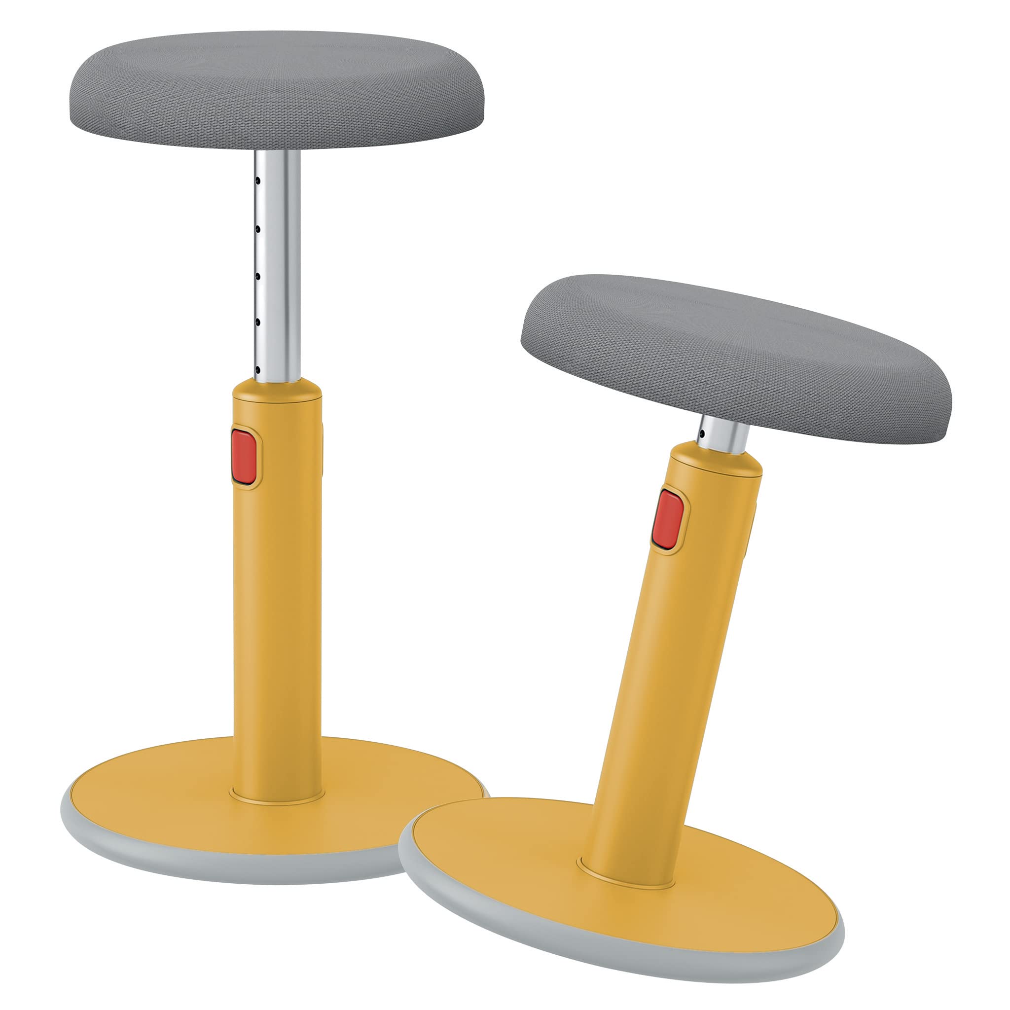 Sit Stand Stool - Ergonomic Height Adjustable 46cm to 79cm Wobble Chair, Round Swivel Office Desk Seat, Ergo Cosy Range, Warm Yellow