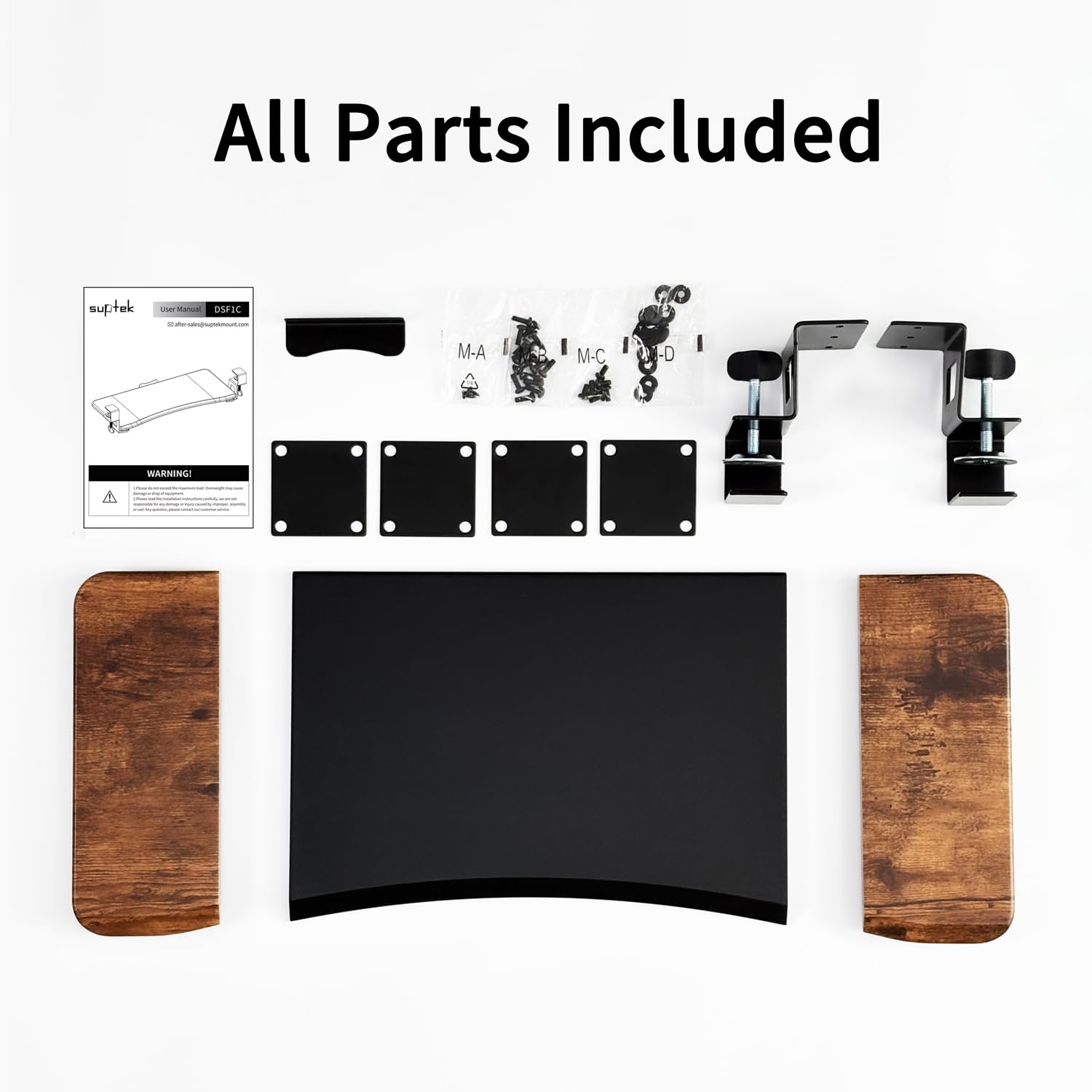 Keyboard Tray Under Desk Pull Out with C Clamp Mount, Computer Keyboard & Mouse Tray, 25.6 (30 Including Clamps) x 11.8 inch Slide-Out Platform Computer Drawer for Typing,