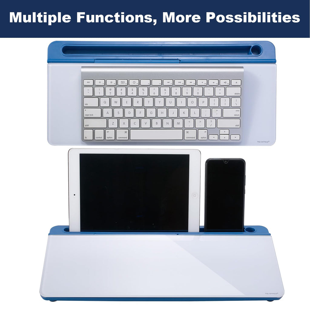 Desktop Whiteboard Dry-Erase-Board - Computer Keyboard Stand White Board Surface Pad with Drawer, Desk Organizers with Accessories for Office, Home, School Supplies - Blue