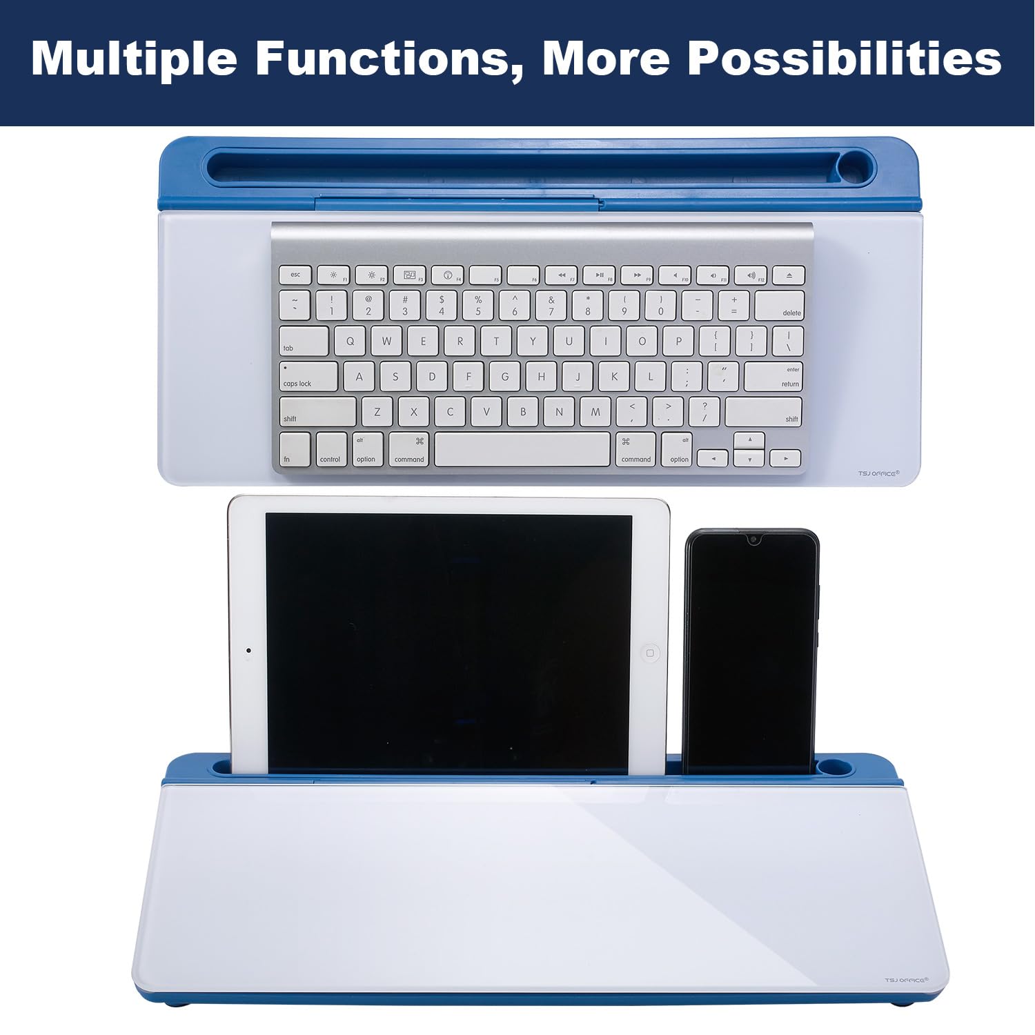 Desktop Whiteboard Dry-Erase-Board - Computer Keyboard Stand White Board Surface Pad with Drawer, Desk Organizers with Accessories for Office, Home, School Supplies - Blue