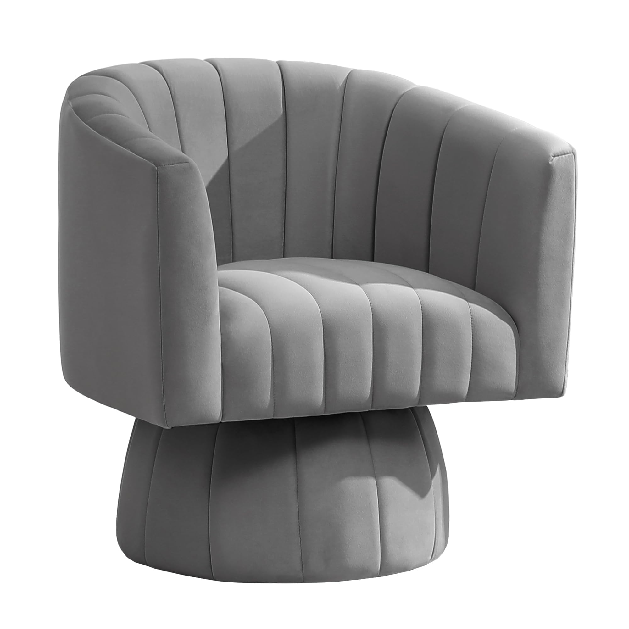 Swivel Accent Barrel Chair, Cute Comfy Small Round 360° Arm Chair. Velvet Sofa Club Reading Chair for Office Living Room Bedroom Grey