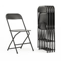Set of 6, Hercules Series Plastic Folding Chairs for Parties and Weddings, Stackable Commercial Event Seats with 650-lb. Static Weight Capacity, Black
