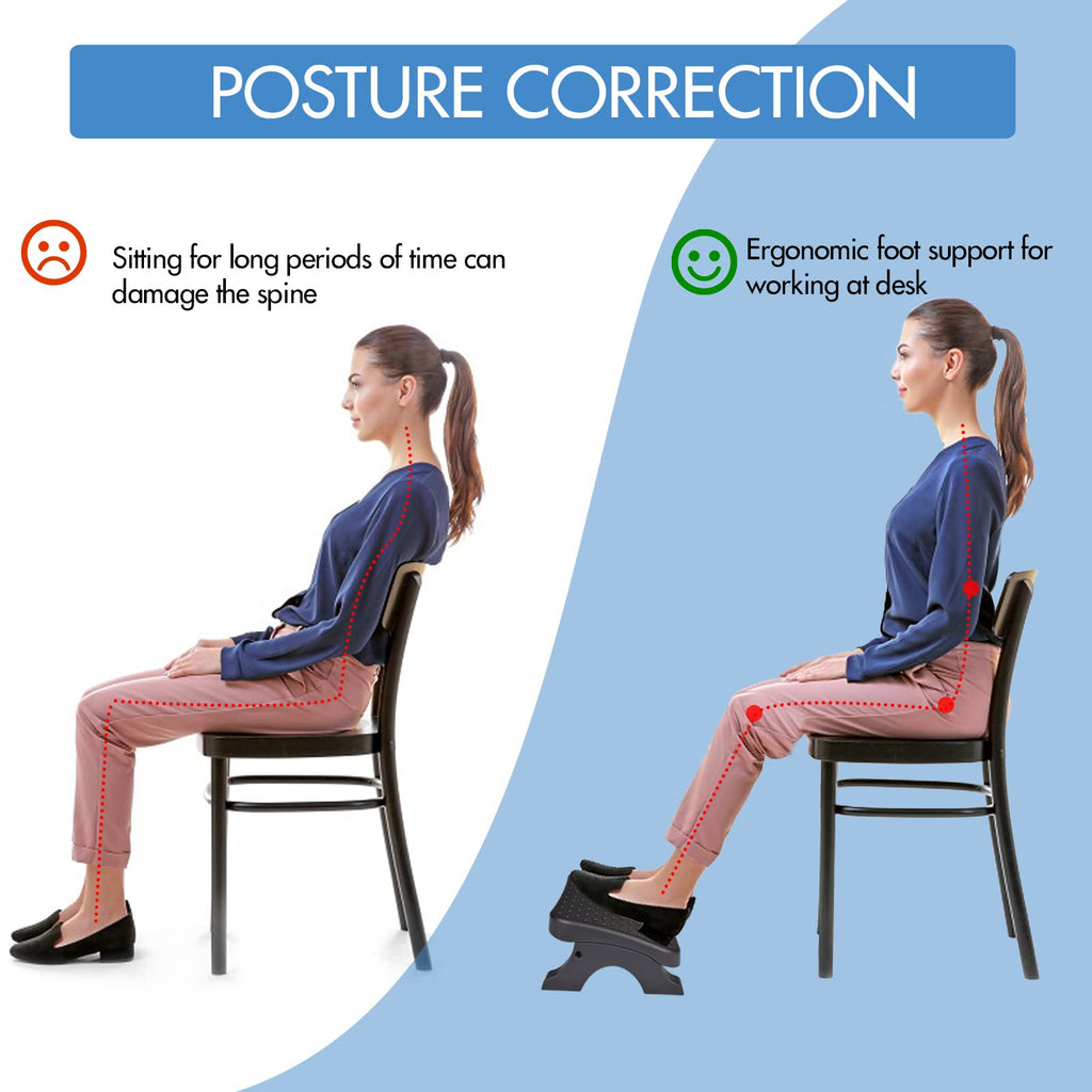 Under Desk Footrest, Ergonomic Foot Stool with Massage Rollers Max-Load 120Lbs Desk Leg Rest Pain Relief for Home Office Work