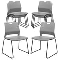 Set of 8, Stackable Guest Reception Chairs, Stacking Office Chair with Ergonomic Lumbar Support & Metal Legs, Plastic Desk Chairs for Conference School Church Waiting Meeting Break Room , Gray