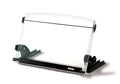 Adjustable Document Copy Holder, Inline with Monitor Minimizing Head and Neck Movement, 150 Capacity Holds Sheets to Books, Elastic Guide Keeps Pages Open, 14" Wide, Black (DH630) - Black/Clear
