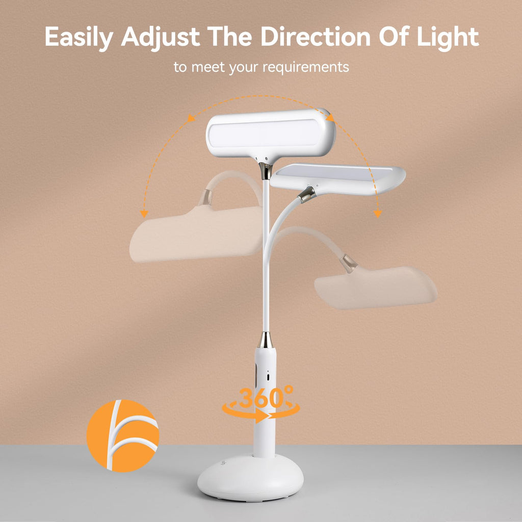 LED Desk Lamp 6778B - Touch Control, Adjustable 2700-7000K Color Temperature, 700 Lumens, 360° Flexible Gooseneck, USB-C Charging, 2.5hrs Cordless, Eye-Caring Light (White)