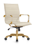 Modern Ergonomic Executive Office Chair, High-Back Leather Conference Desk Chair with Adjustable Height, Tilt Control, 360° Swivel & Gold Frame for Home Office