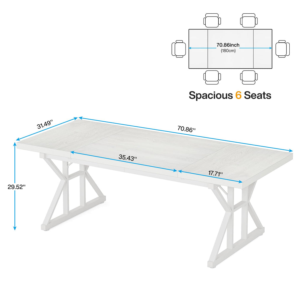 70.8-Inch Executive Desk, Large Computer Office Desk Workstation, Modern Simple Style Laptop Desk Study Writing Table Business Furniture for Home Office (White, 70.8 Inch)