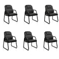 6 Pack, Leather Guest Chair with Padded Arm Rest for Reception Meeting Conference and Waiting Room Side Office Home Black with Sled Base