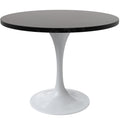 Verve Mid-Century Modern 36 Inch Round Dining Table, MDF Wood Tabletop with White Steel Pedestal Base, Contemporary Kitchen & Dining Room Table, for Small Spaces (Black)