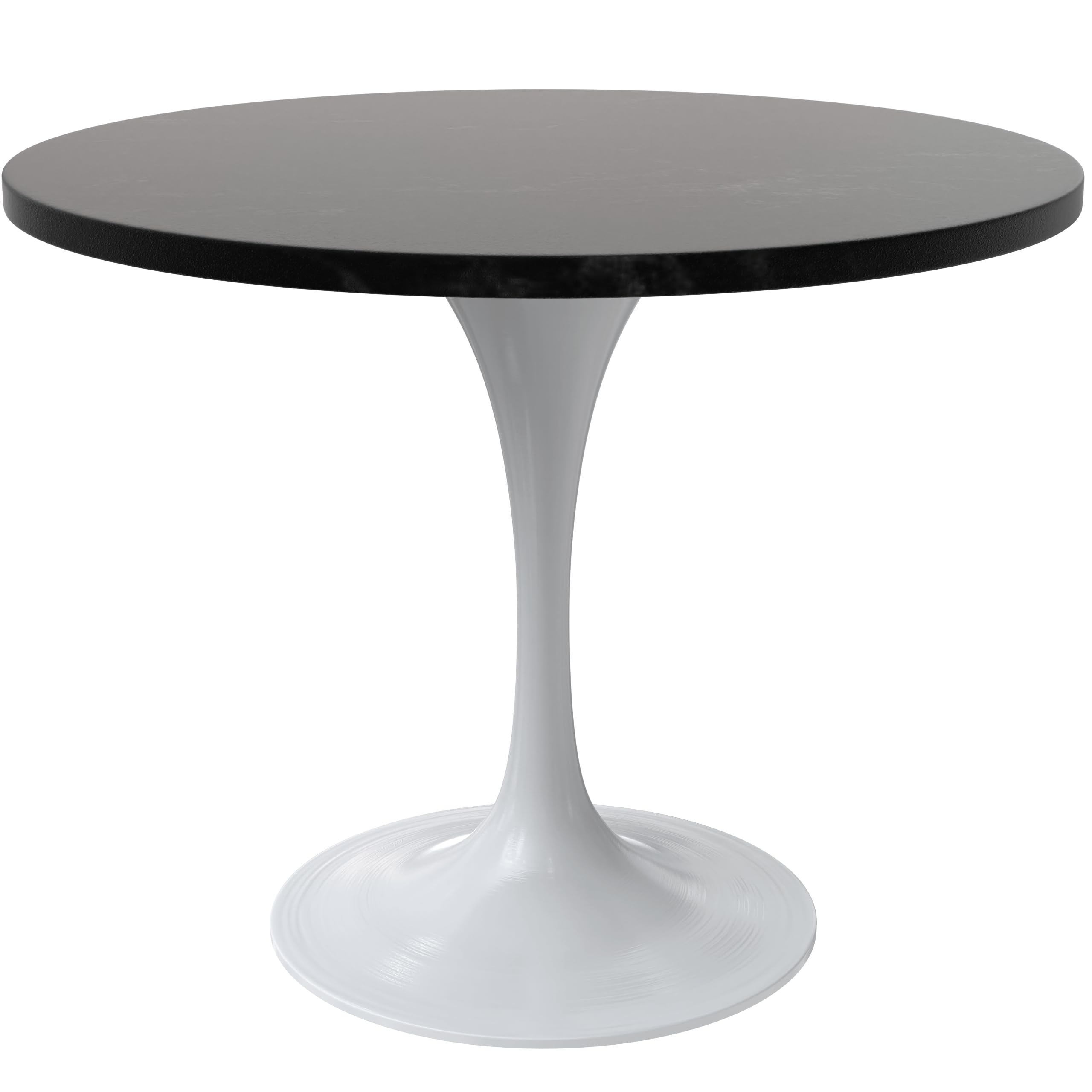 Verve Mid-Century Modern 36 Inch Round Dining Table, MDF Wood Tabletop with White Steel Pedestal Base, Contemporary Kitchen & Dining Room Table, for Small Spaces (Black)