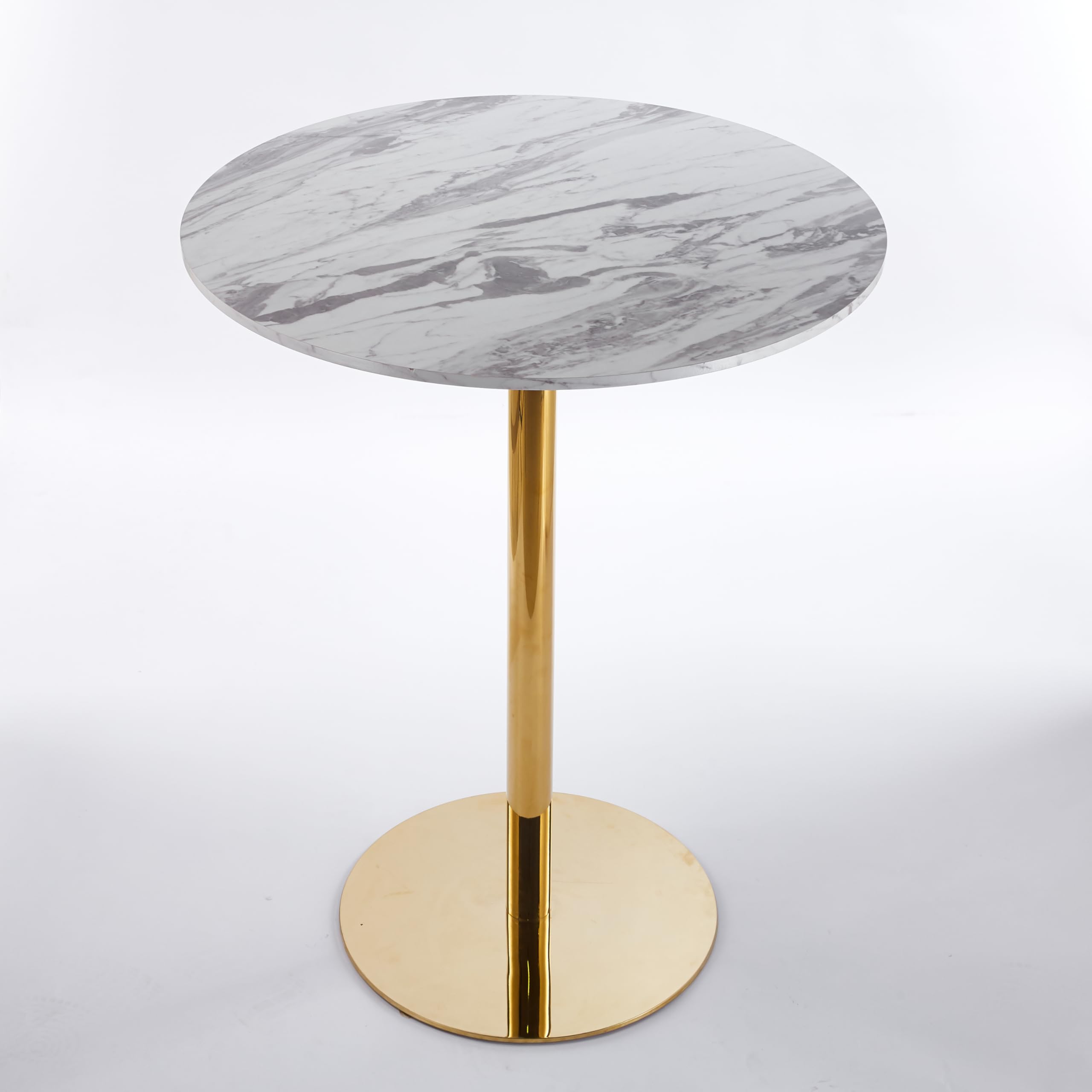 31.5" Round Tulip Dining Table, Mid-Century Tulip Table Kitchen Tulip Dining Table 2 People with Faux Marble Table Top & Metal Base for Office Living Room