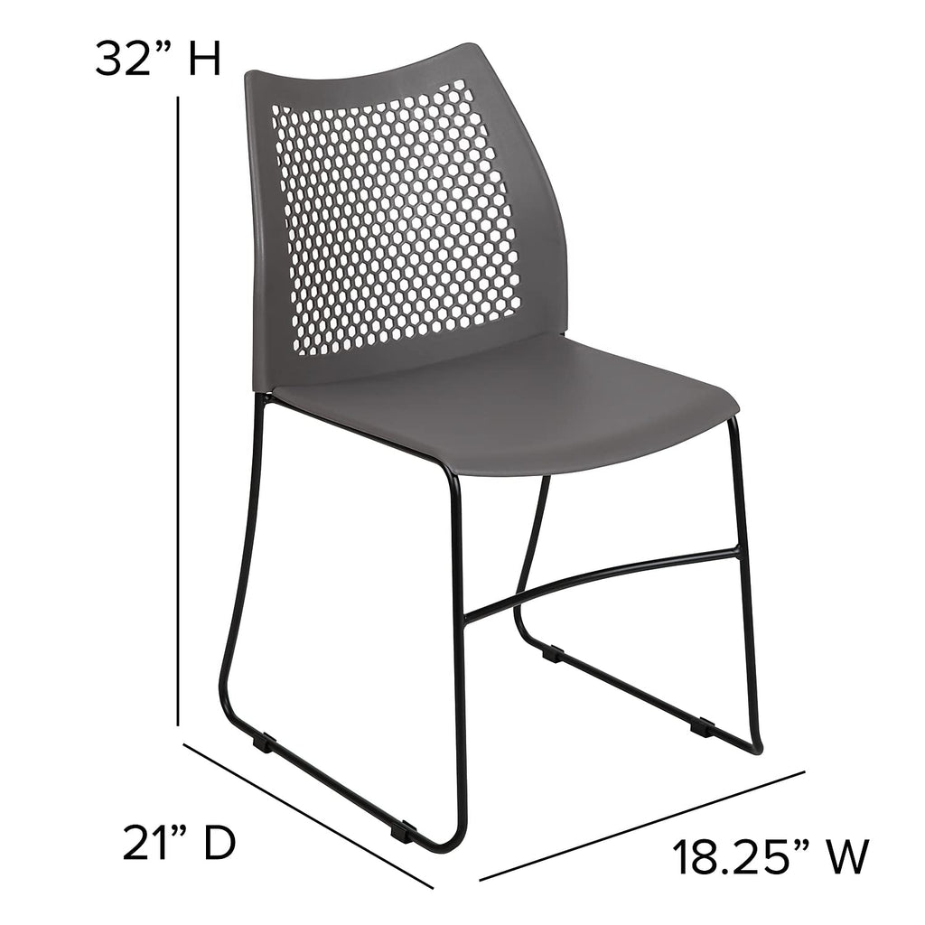 (Set of 5)Hercules Series Contoured Lobby Chairs with Air-Vent Honeycomb Backs, Ergonomic Stacking Chairs for Offices, Gray