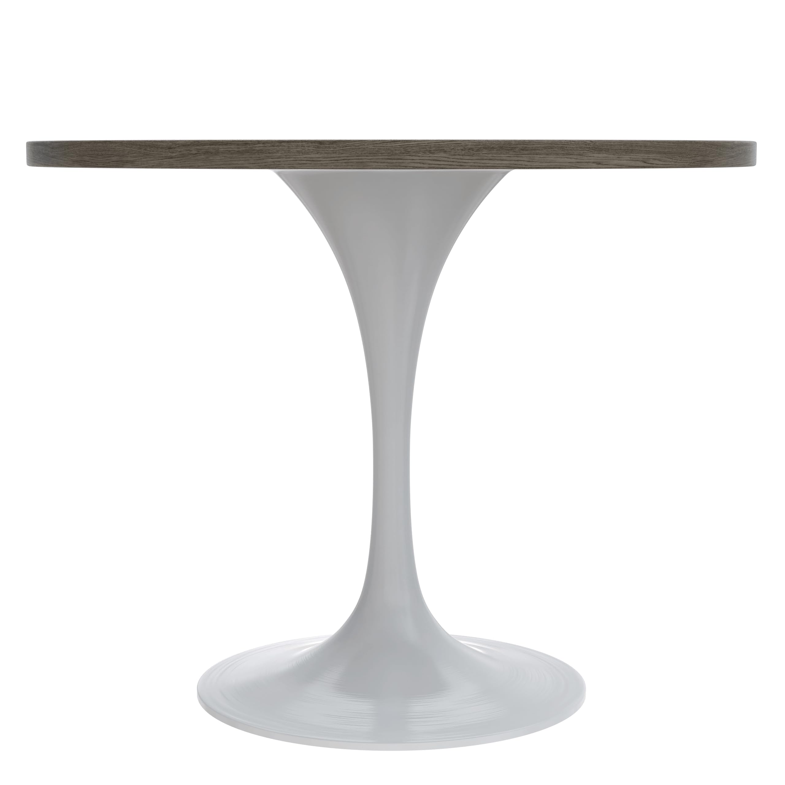 Verve Mid-Century Modern 36 Inch Round Dining Table, MDF Wood Tabletop with White Steel Pedestal Base, Contemporary Kitchen & Dining Room Table, for Small Spaces (Dark Maple)