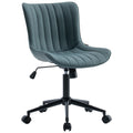 Ergonomic Armless Office Chair Faux Leather Small Cute Desk Chair with 12° Rocking Back Adjustable Height Swivel Vanity Chair Compact Computer Rolling Task Chair for Small Spaces Greyish Green