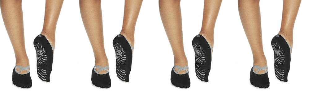 Grippy Yoga Socks, Non-Slip, Barre & Pilates (Blk/Grey)