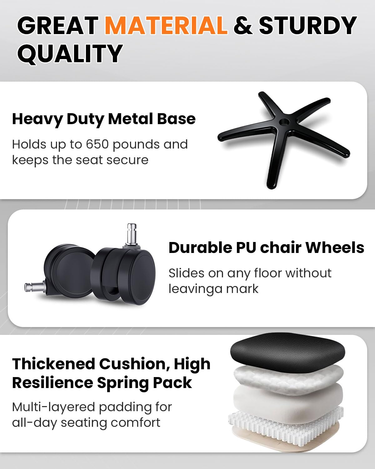 650lbs Large Big and Tall Office Chair for Heavy People with Adjustment Lumbar Support, Comfy Padded Heavy Duty Leather Executive Office Chair with Quiet Rubber for Adults 8 Hours Daliy Work