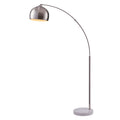 Arquer 68.1" Arc Floor Lamp for Living Rooms, Home Offices, Dining Rooms, Bedrooms with Faux White Marble Base and Nickel Bell Shade