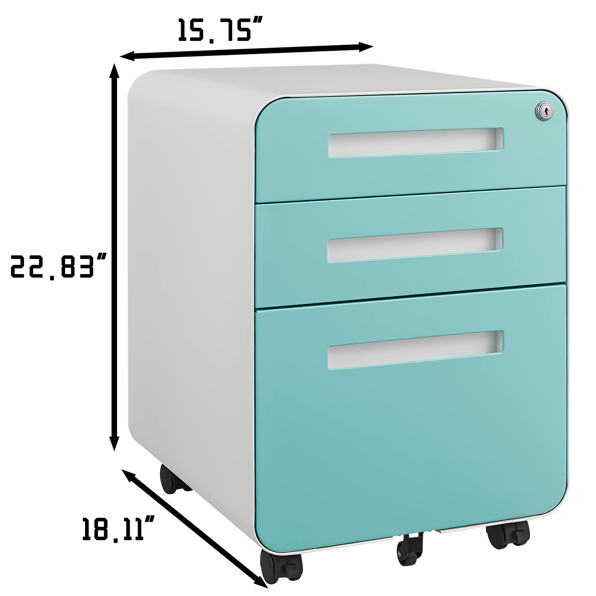 3 Drawer File Cabinet for Office, Under Desk Mobile Filing Cabinet with Lock for A4/Letter/Legal Size, 5 Wheel Anti-tilt Rolling File Cabinets, Fully Assembled