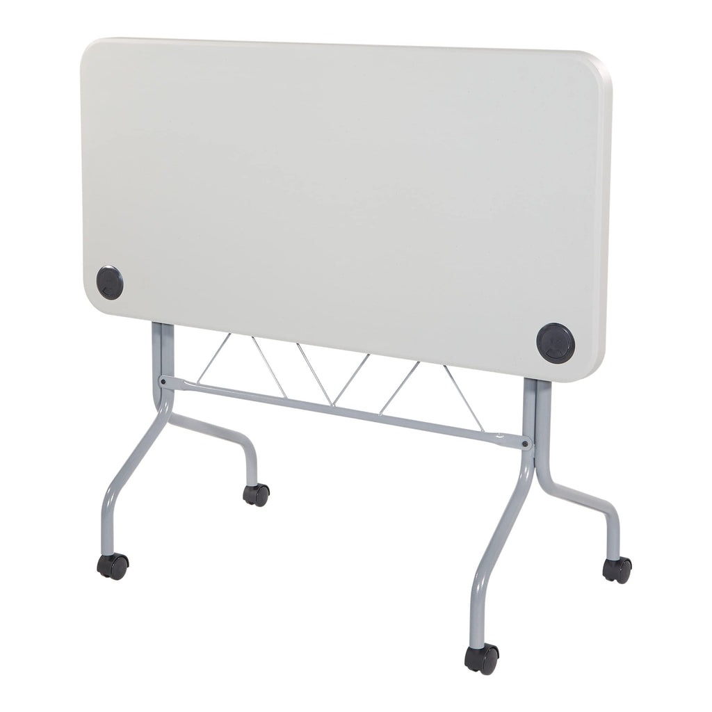 Resin Multipurpose Flip Training Table with Locking Casters for Home or Office, 4 Feet Light Gray