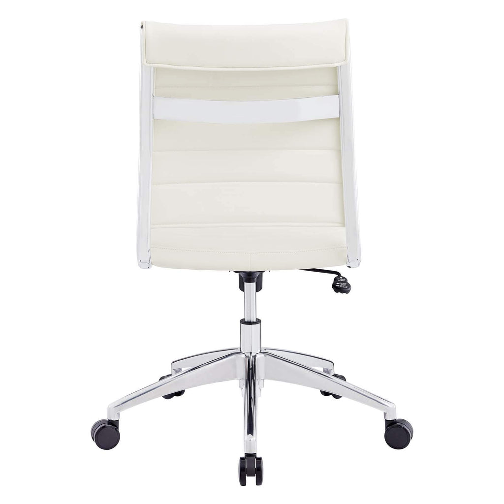 Ribbed Armless Mid Back Swivel Conference Chair In White