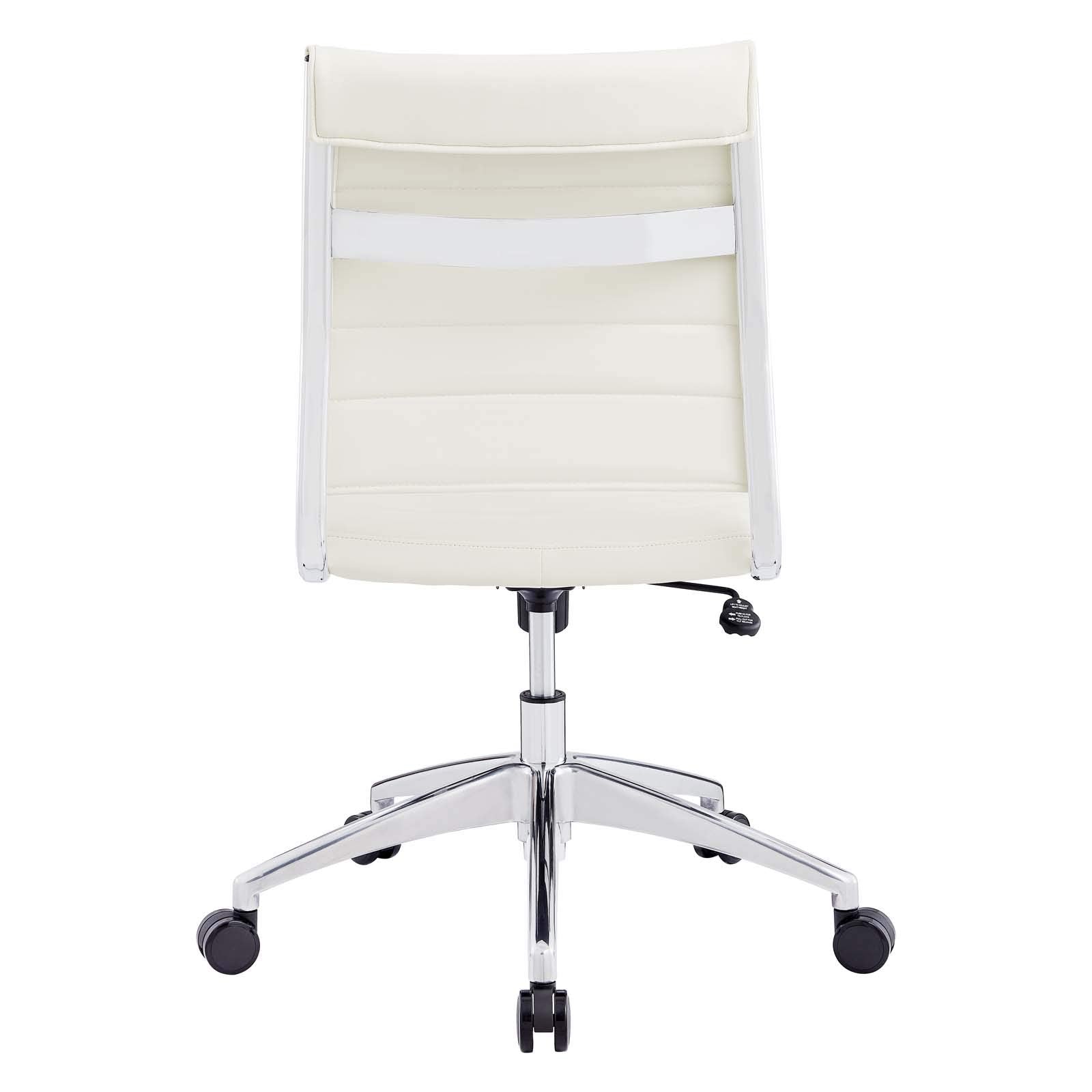 Ribbed Armless Mid Back Swivel Conference Chair In White
