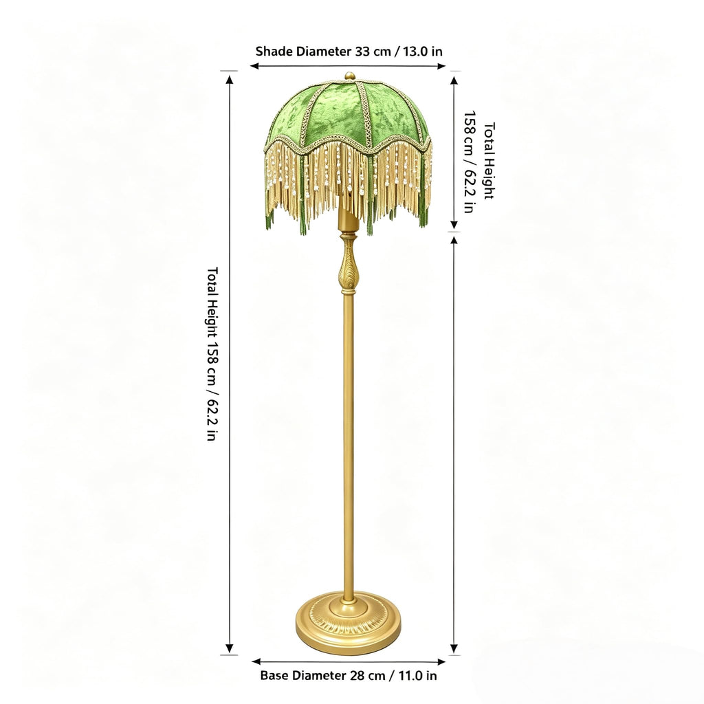 Retro Tassel Floor Lamp with Adjustable Light Simple Upright Metal Base LED Night Lamp for Room 13" Wide, 62.2" High