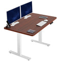 Electric 48 x 30 in Standing Desk, Memory Height Adjustment, 1B Series, Holds 220 lbs, One-Piece Dark Walnut Top, White Frame