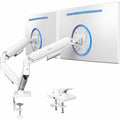 Dual Monitor Stand, Fully Adjustable Arms for 17 to 32 inch Screens, Mechanical Articulating Desk Mount, Gaming and Office Setups, VESA 75x75, 100x100, Max 19.8 lbs, Classic, White, STAND-V002OW