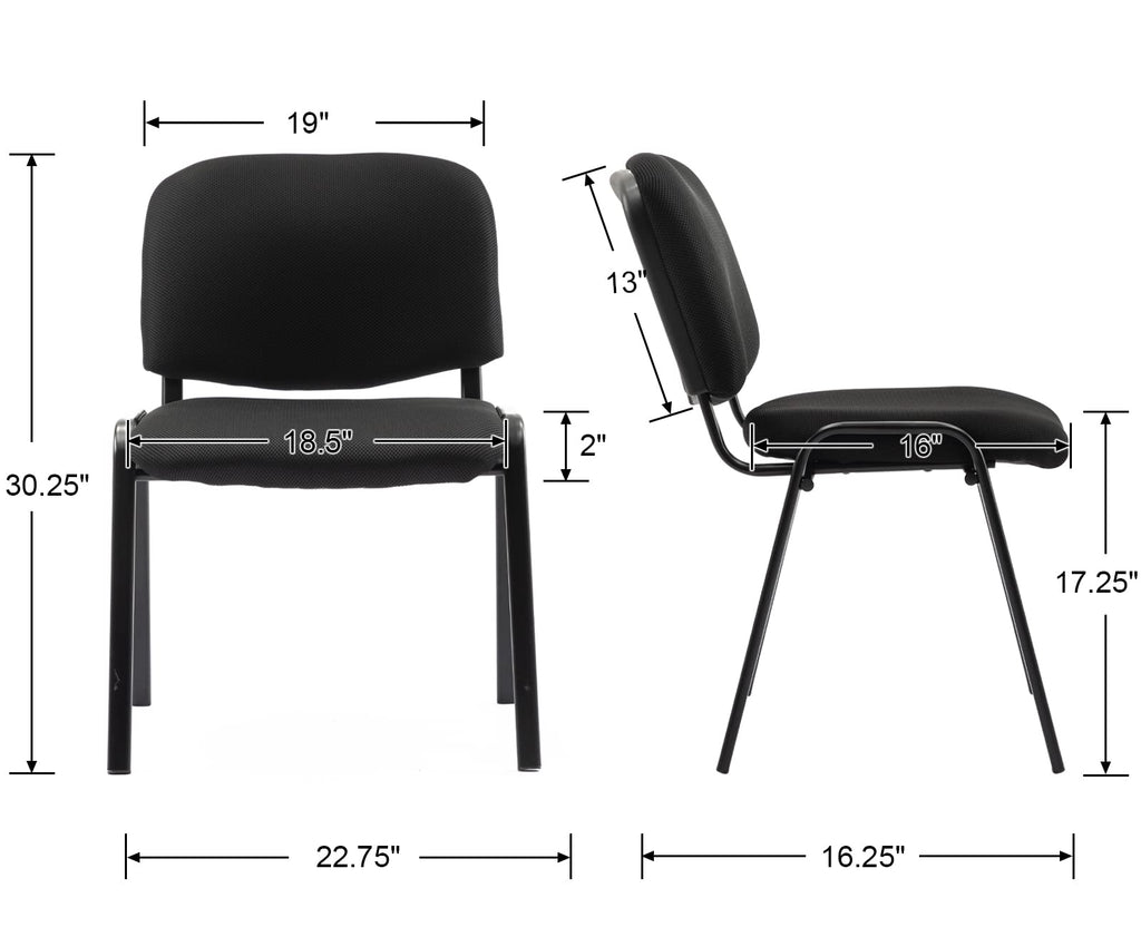 Set of 15, Black Mesh Fabric, Stackable Office Guest Chairs, Reception Waiting Room Chairs with Padded Seat & Back, Armless No Wheels Conference Chairs for Office Meeting Lobby