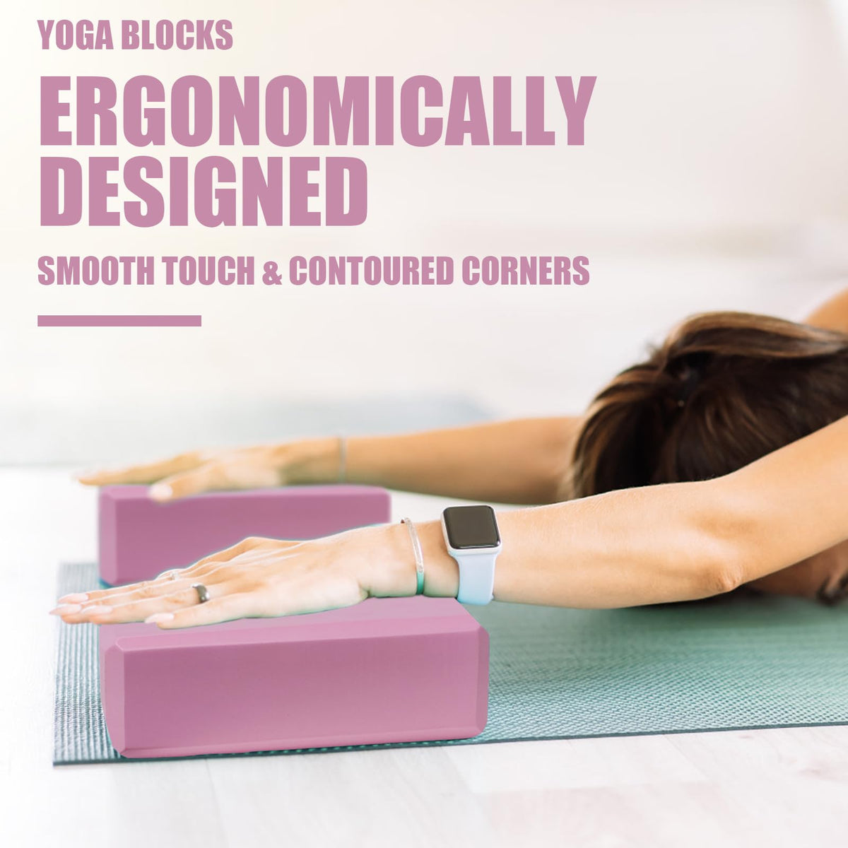 2 Pcs Yoga Blocks, 9x6x3 Inch Pink Foam Blocks for Pilates