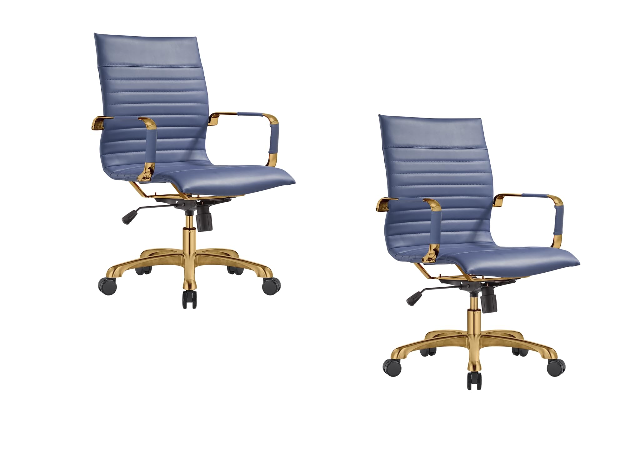 Modern Ergonomic Executive Office Chair, High-Back Leather Conference Desk Chair with Adjustable Height, Tilt Control, 360° Swivel & Gold Frame for Home Office