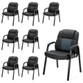 Waiting Room Office Guest Chairs Set of 6, PU Leather Big and Tall No Wheels Executive Office Chair with Padded Arms for Reception Conference Room Lobby
