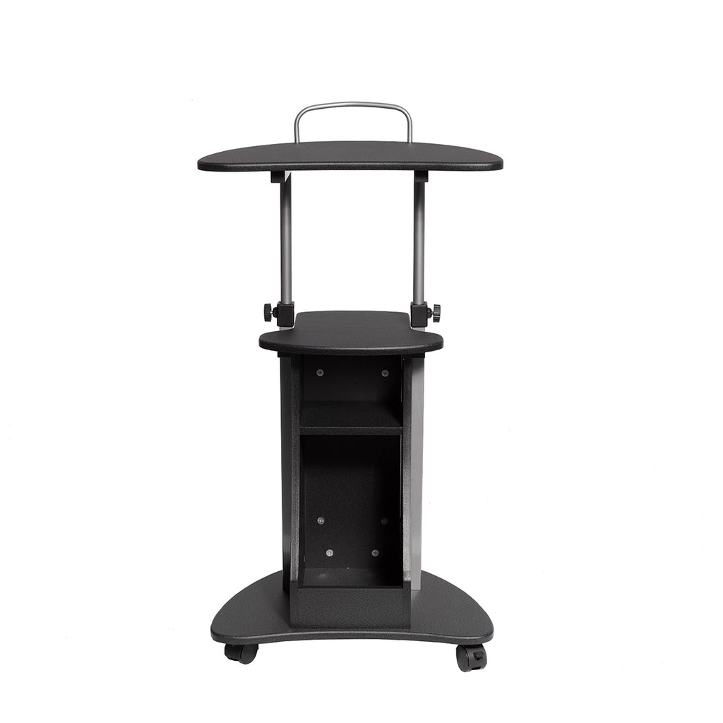 Sit-to-Stand Rolling Adjustable Height Laptop Cart with Storage, Graphite, 22 x 16 x 46
