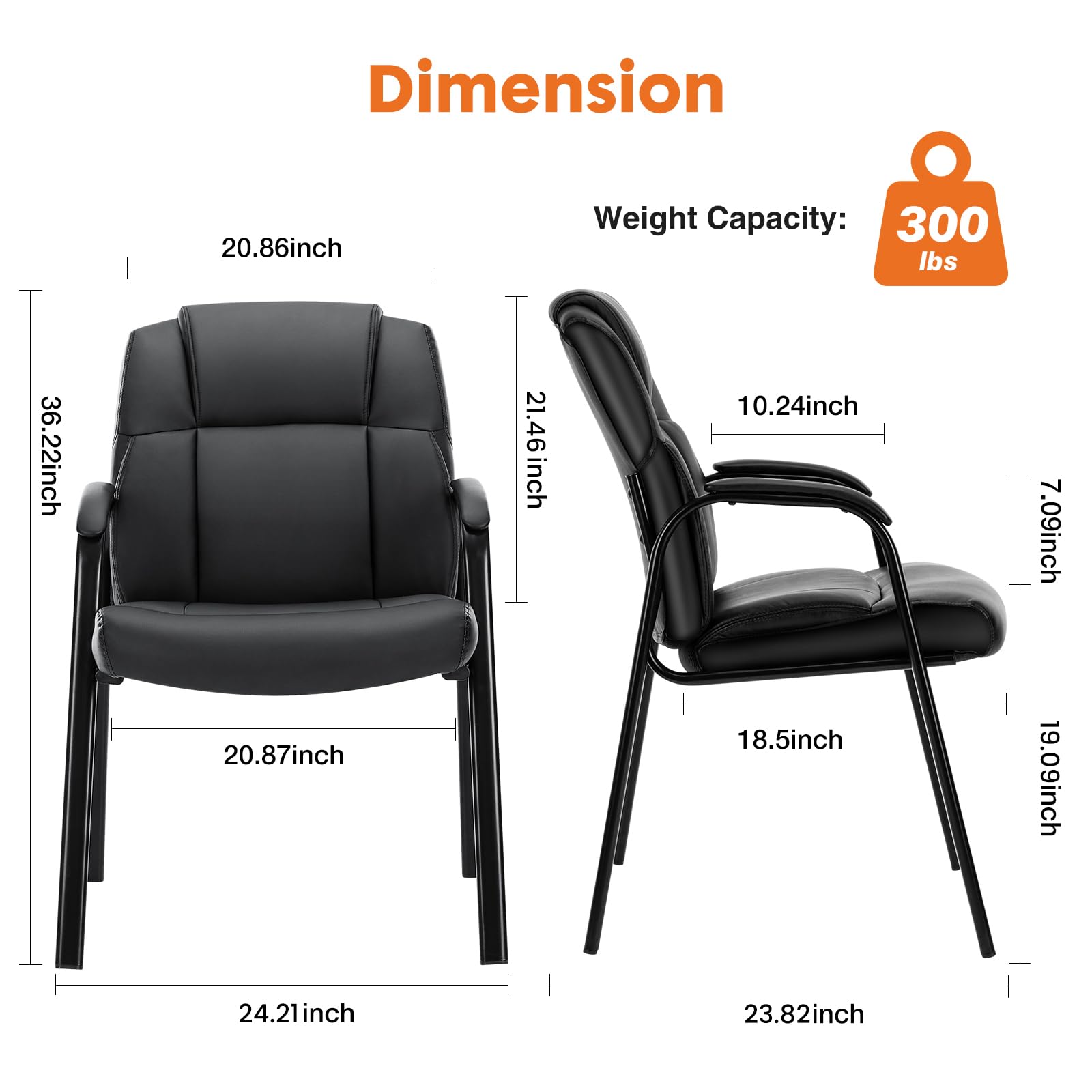 Waiting Room Office Guest Chairs Set of 8, PU Leather Big and Tall No Wheels Executive Office Chair with Padded Arms for Reception Conference Room Lobby