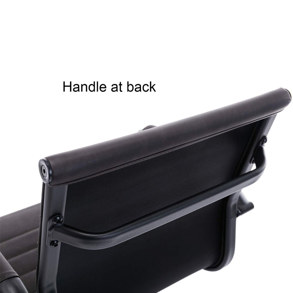 Office Chairs No Wheels Leather Conference Chairs Back Support Guest Chair, Set of 2 (Vintage Charcoal)