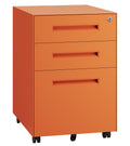 3 Drawer Metal Rolling File Cabinet Under Desk Filing Cabinet Orange