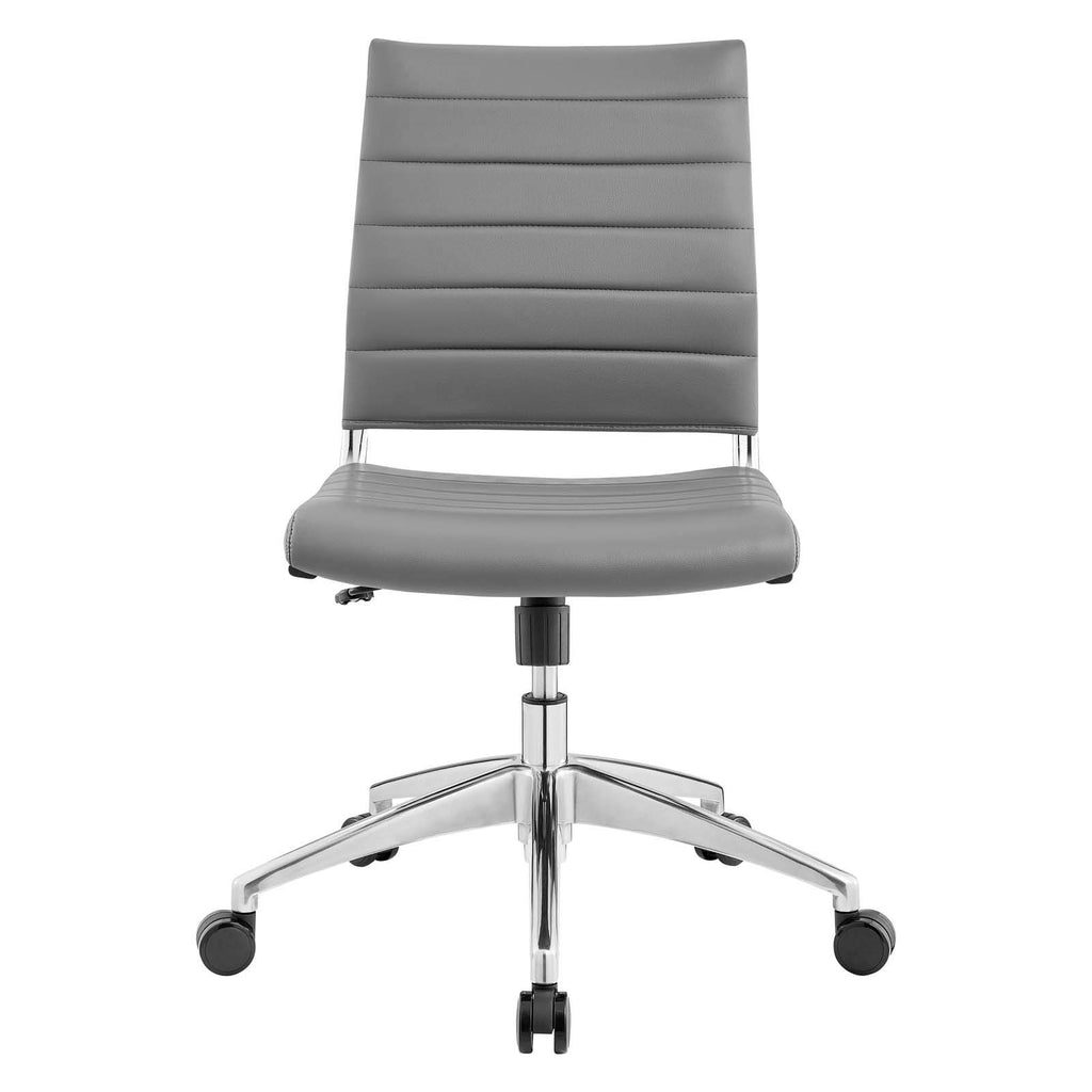 Ribbed Armless Mid Back Swivel Conference Chair In Gray